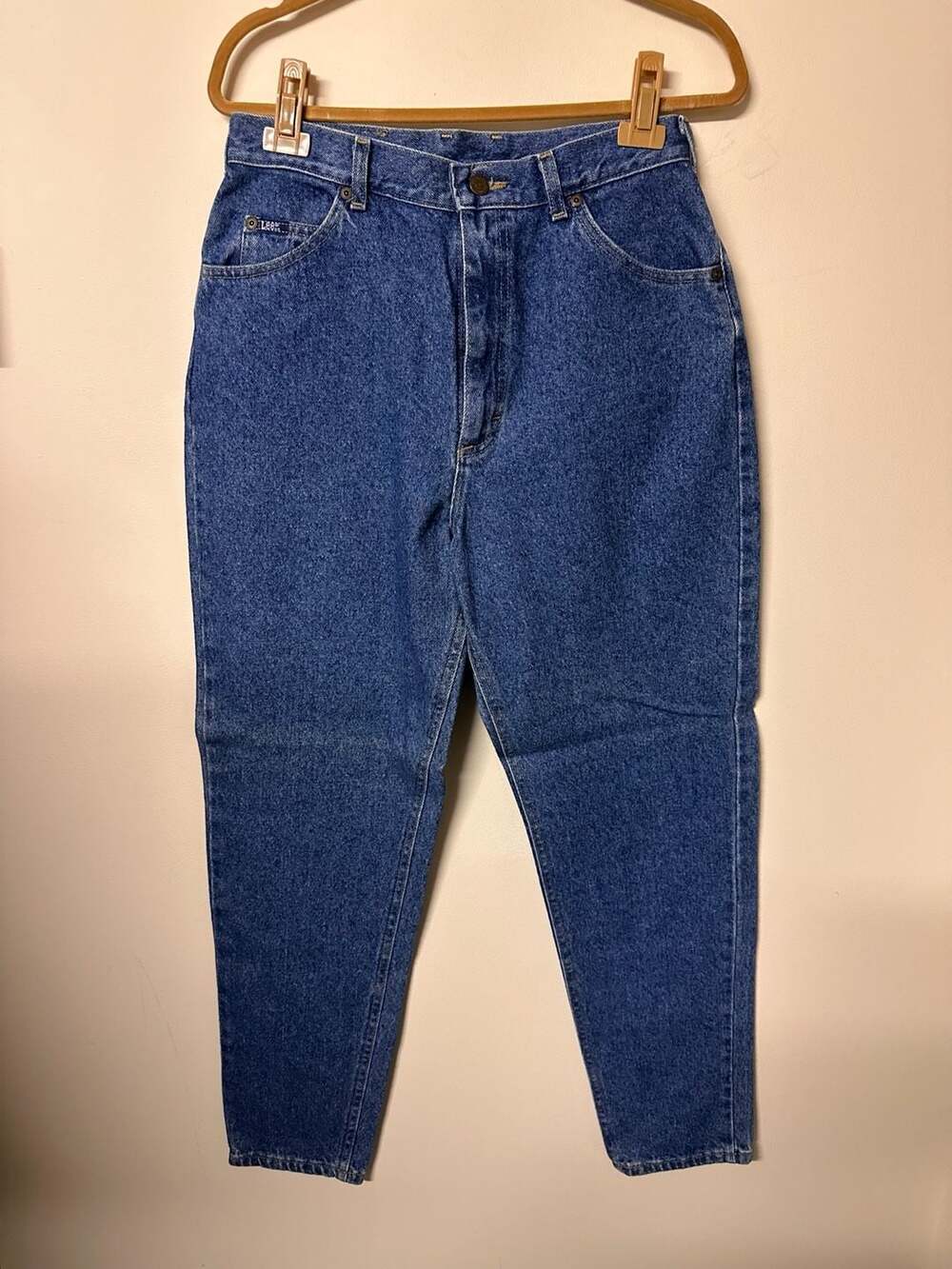 Lee Relaxed Fit High Waist Tapered Leg Blue Denim Mom Jeans
